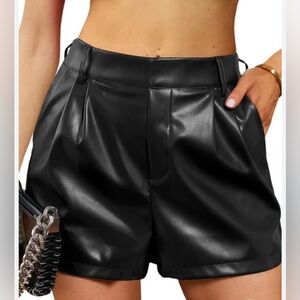 luvamia Faux Leather Shorts for Women High Waist Pleated. Like new. Size medium